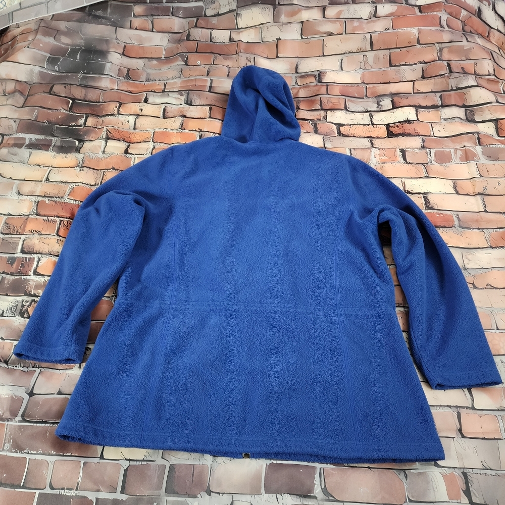 Land's End Hooded Fleece Coat Jacket Plus Women's XL 18-20 Blue Black - Picture 2 of 14